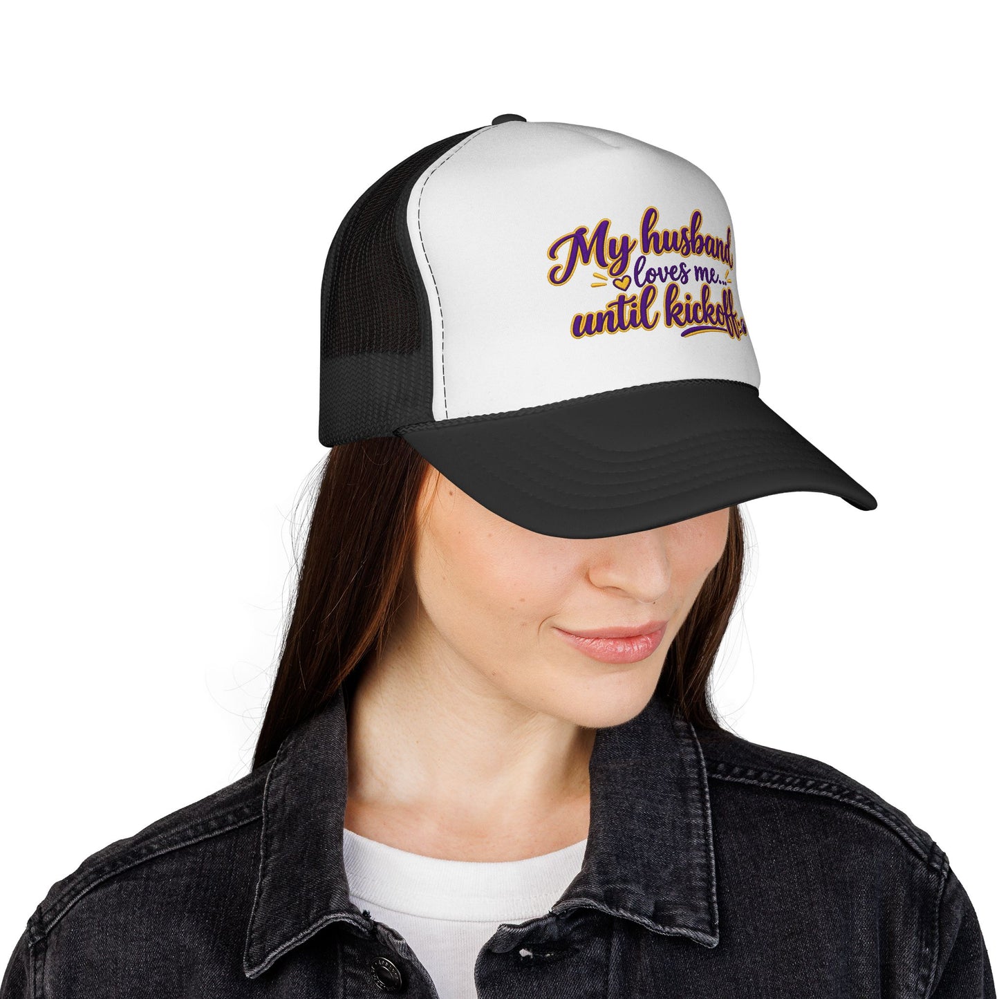 My Husband Loves Me Until Kickoff Trucker Cap — Football Wife Hat