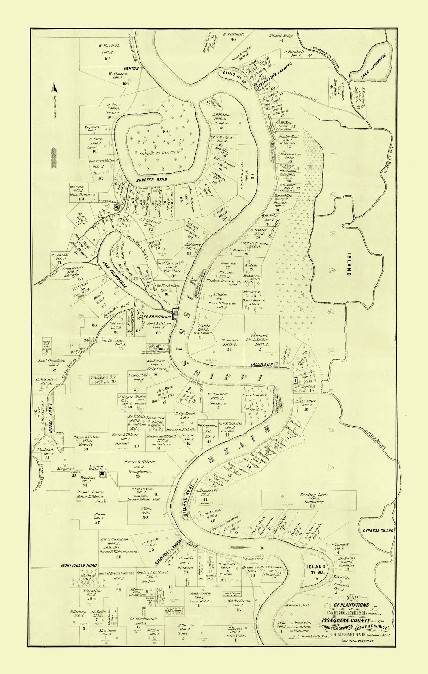 Vintage Map of Carroll Parish, Louisiana 1860