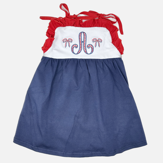 Red, White and Blue Tie Strap Dress