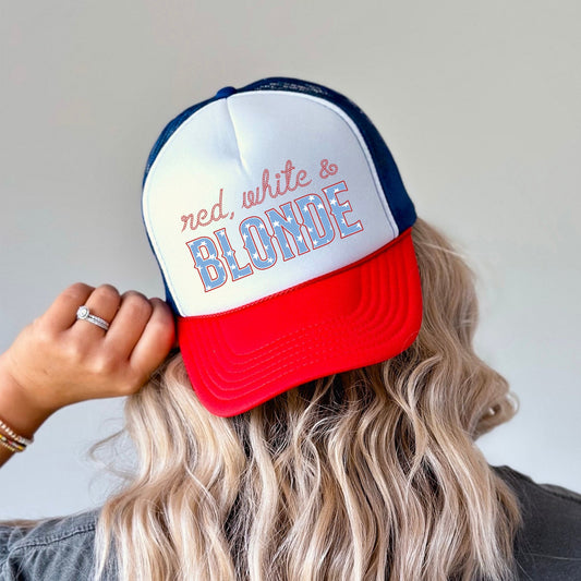Red White And Blonde, Sassy, Patriotic, Snapback Trucker Hat