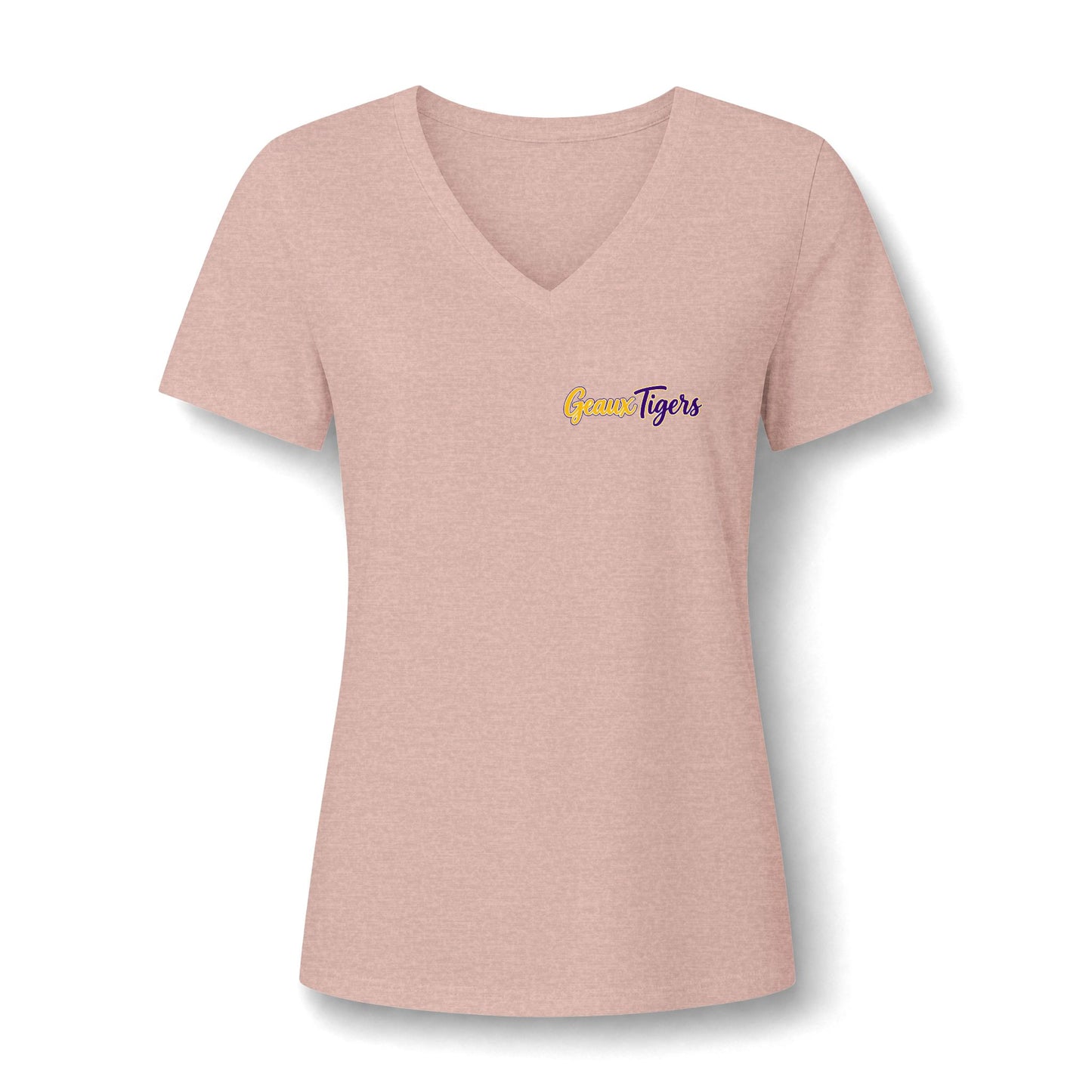 Women's V-Neck Team Tee — 'Geaux Tigers' Script Chest Logo