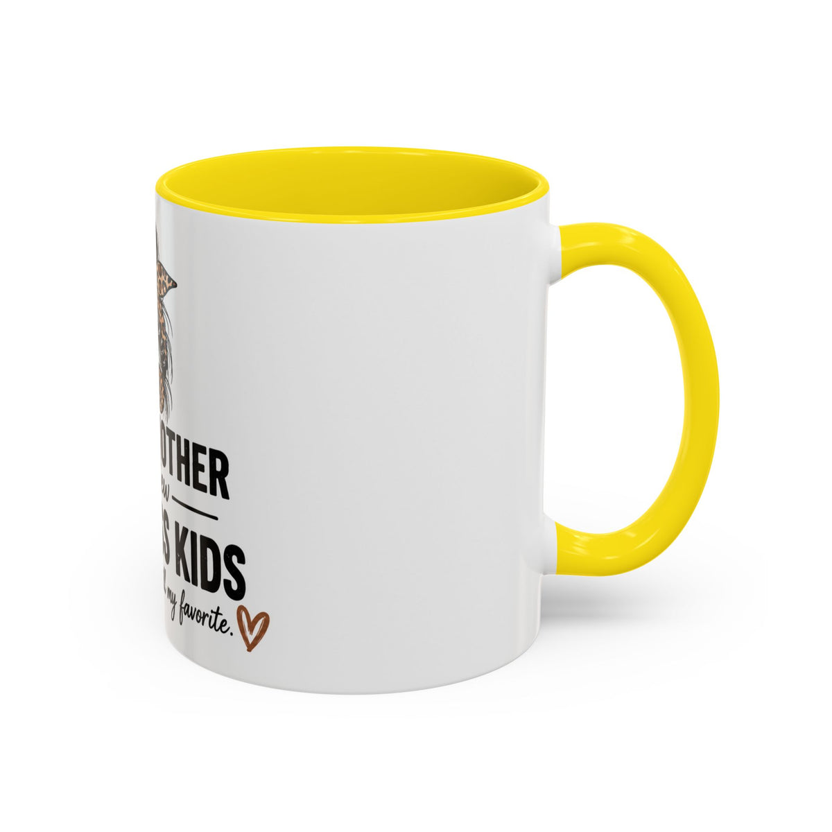 Coffee Mug - "Proud Mother of a Few Dumbass Kids" Leopard Messy Bun Accent Mug (11/15oz)