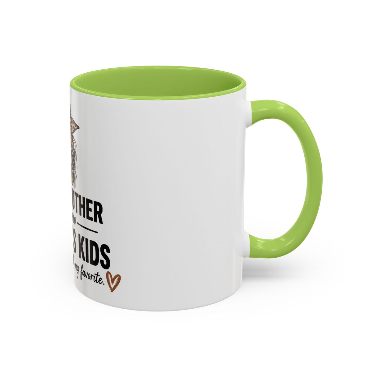 Coffee Mug - "Proud Mother of a Few Dumbass Kids" Leopard Messy Bun Accent Mug (11/15oz)