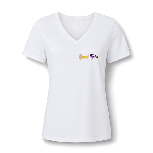 Women's V-Neck Team Tee — 'Geaux Tigers' Script Chest Logo