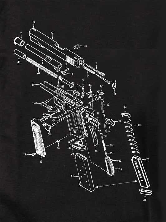 1911 Gun Schematic T-Shirt