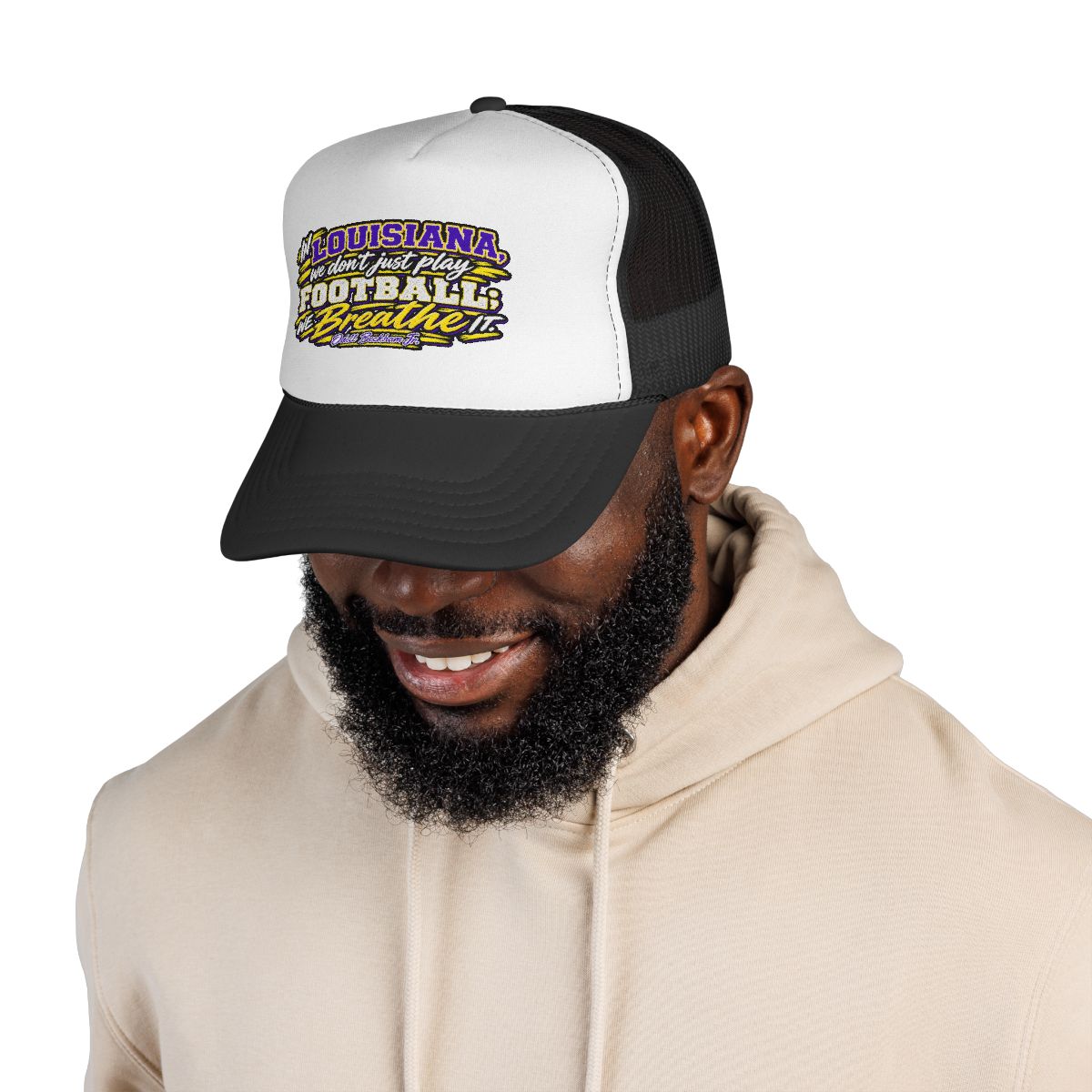Louisiana Football Trucker Hat – "In Louisiana We Don’t Just Play Football, We Breathe It" Mesh Cap