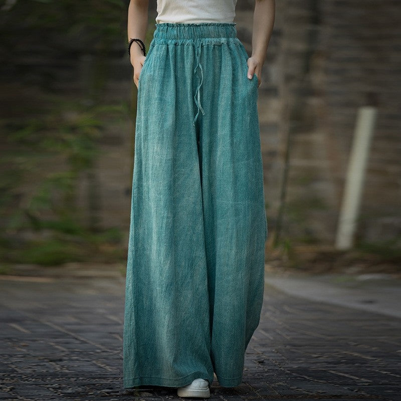 Tie-Dye High Waist Wide Leg Pants With Elastic Waistband