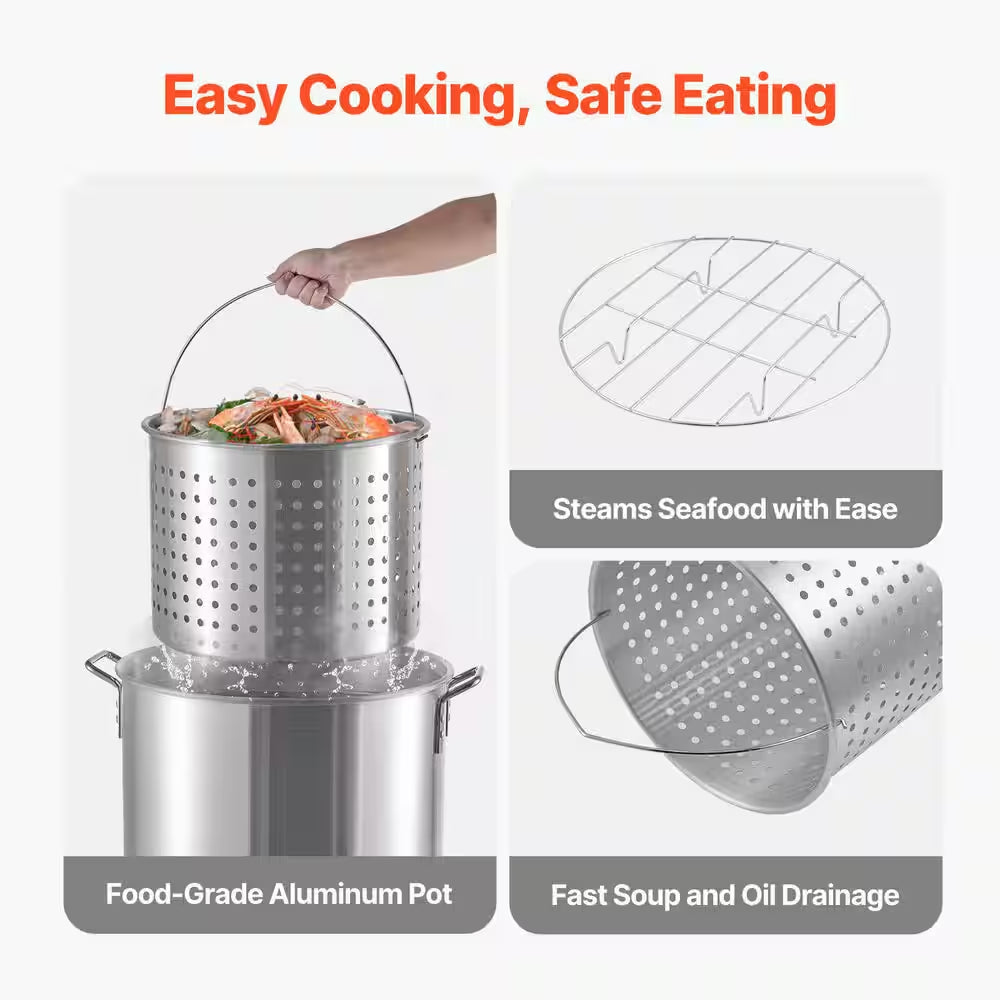 80 Qt. Seafood Boiling Kit with Strainer, Outdoor Seafood Boil Pot and Fryer, Cooking Set for Crab Crawfish Boiling