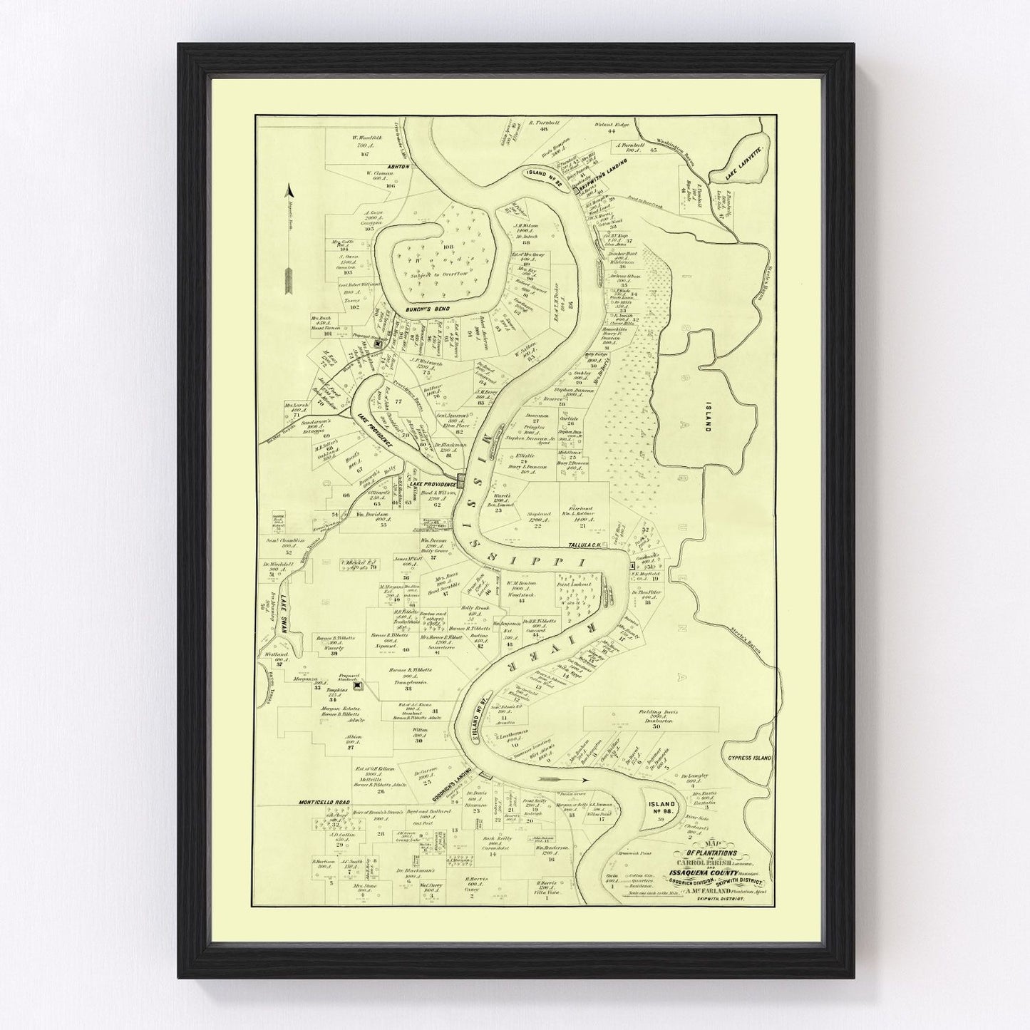 Vintage Map of Carroll Parish, Louisiana 1860