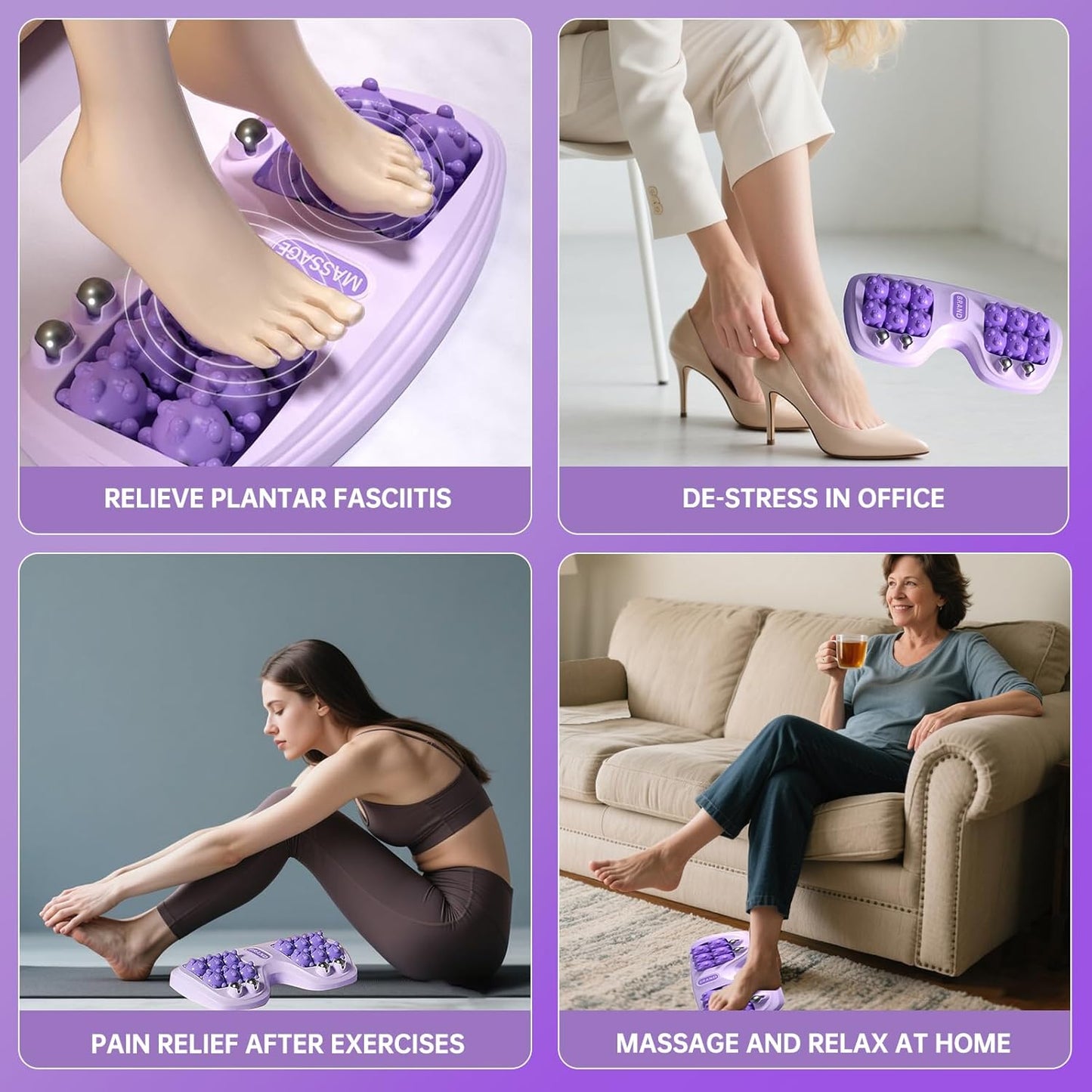 Portable Double Foot Massage Roller, Three Massage Techniques for Relieve Pain from Plantar Fasciitis, Tight Muscles & Sore Feet ,Foot Roller Massage, Portable Reflexology Tool,Christmas Gift