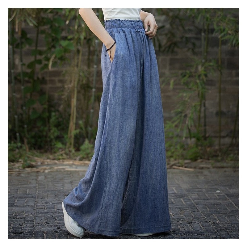 Tie-Dye High Waist Wide Leg Pants With Elastic Waistband