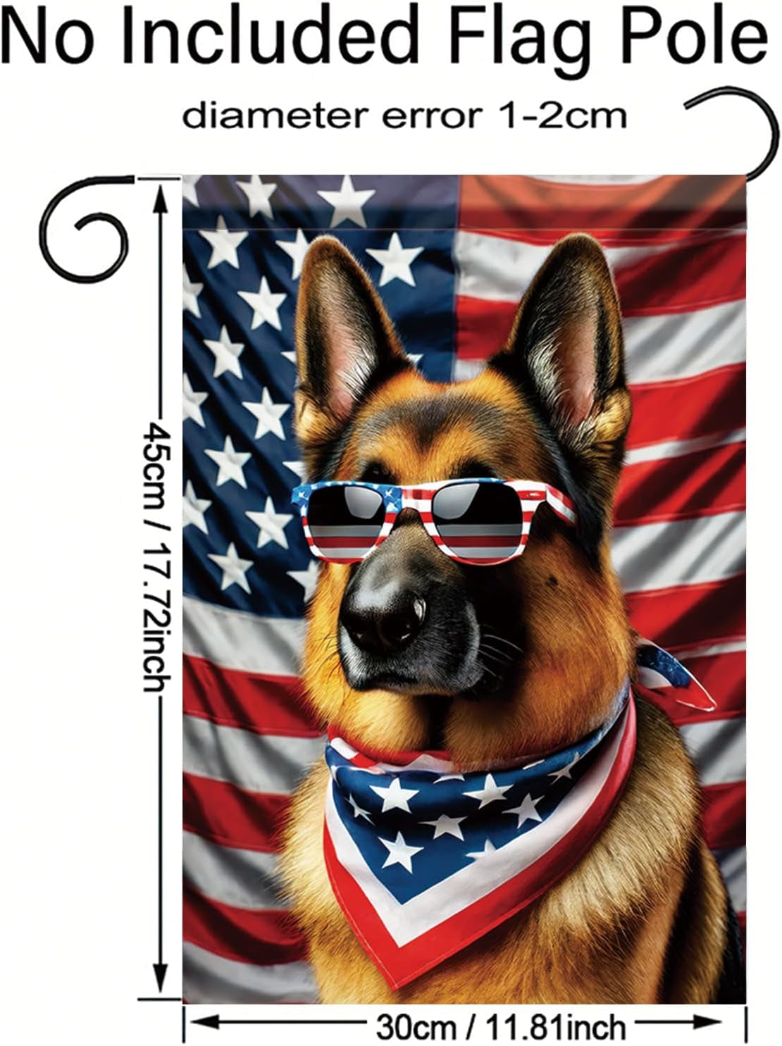 Patriotic 4Th of July Garden Flag German Shepherd Dog American Flag Glasses 12X18 Inch Double Sided Seasonal Summer Yard Flag Outdoor Decoration for Porch Lawn Patio Independence Day