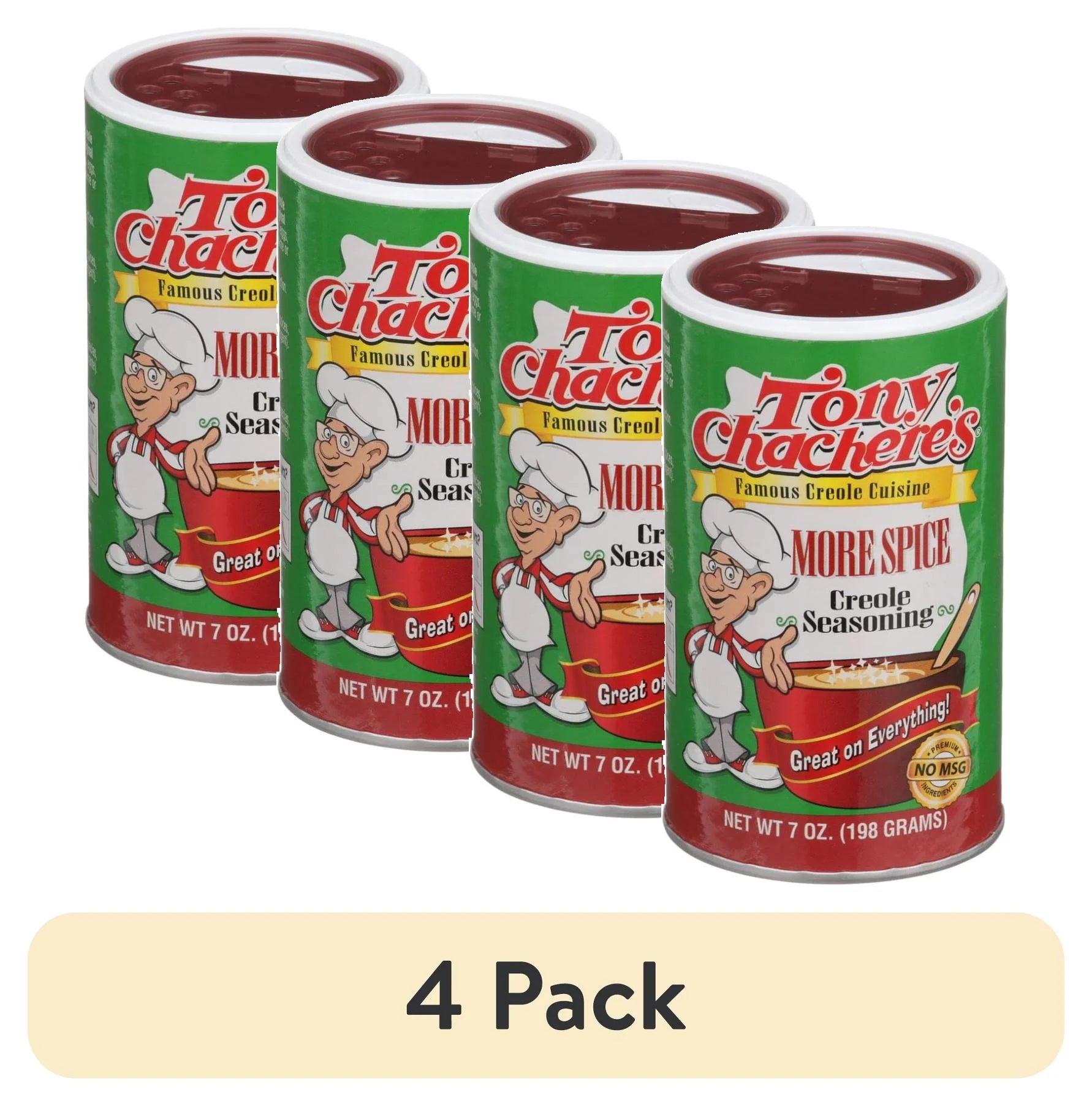 (4 Pack) Tony Chachere’S, Seasoning, Cajun, More Spice, 7 Oz