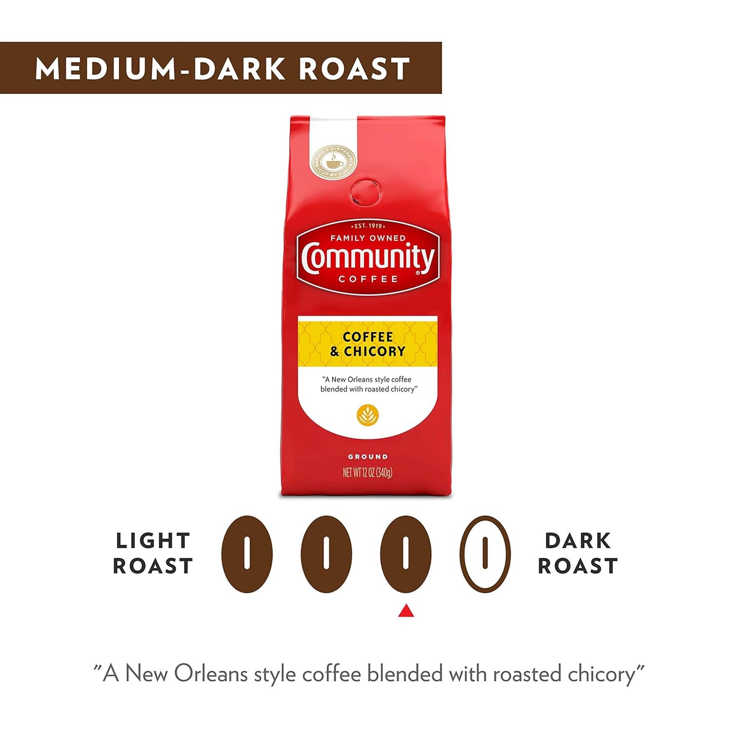 Coffee & Chicory Blend 23 Ounce, Medium Dark Roast Ground Coffee, Vacuum Packed 23 Ounce Bag (Pack of 1)