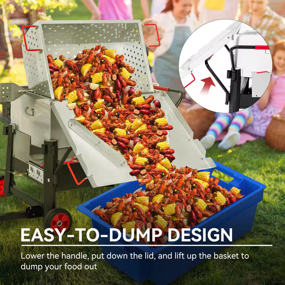 150 Qt. Double Sack Crawfish Boiler Outdoor Stove Propane Gas Grill Cooker in Black