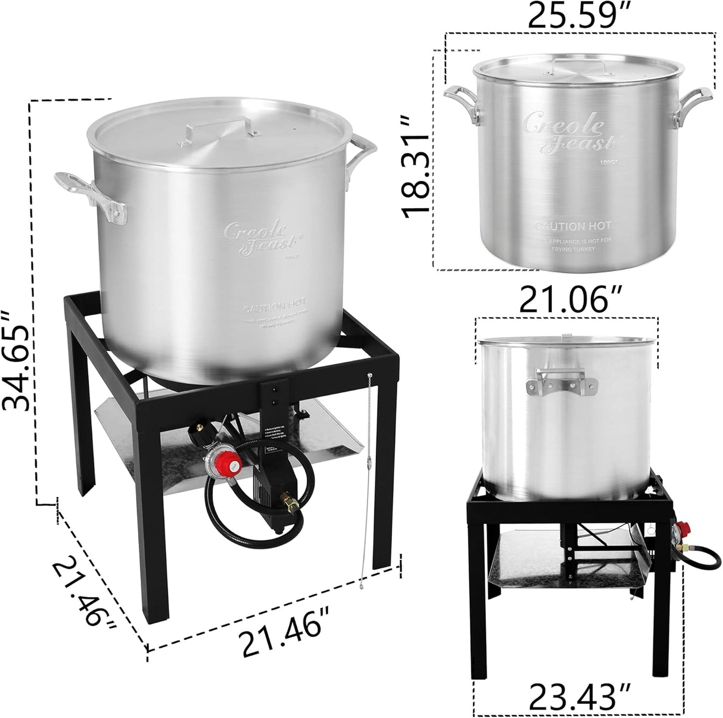 SBK1001 100 Qt. Seafood Boiling Kit with Strainer, Outdoor Aluminum Propane Gas Boiler Steamer with 10 PSI Regulator, 100000 BTU Jet Burner