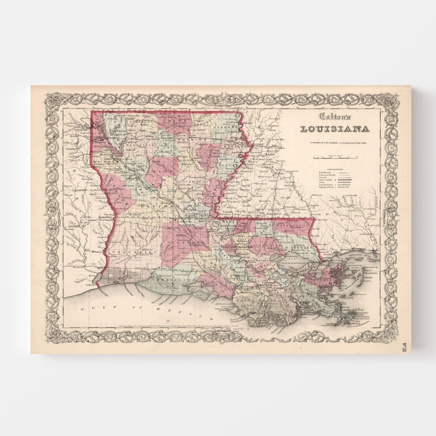 Vintage Map of Louisiana 1861