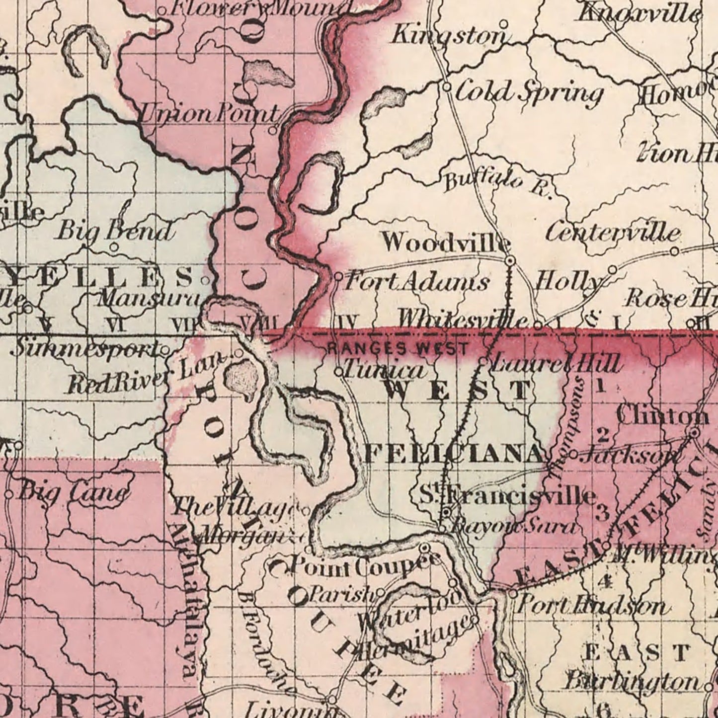 Vintage Map of Louisiana 1861