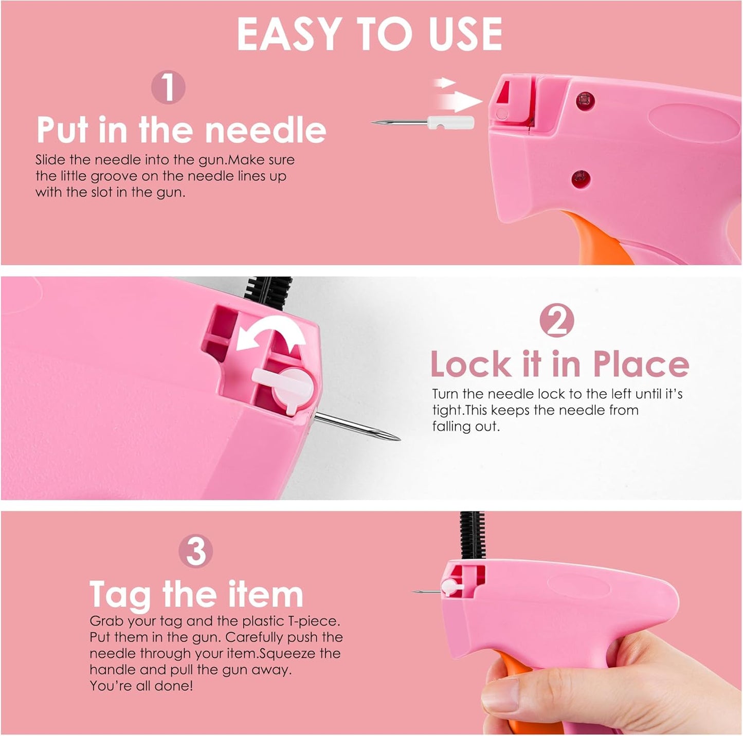 Stitch Gun for Clothes - Handheld Stitch Gun Quick Clothing Fixer - Tagging Gun - Includes 6 Needle, 1000 Black Fasteners & 1000 White Fasteners