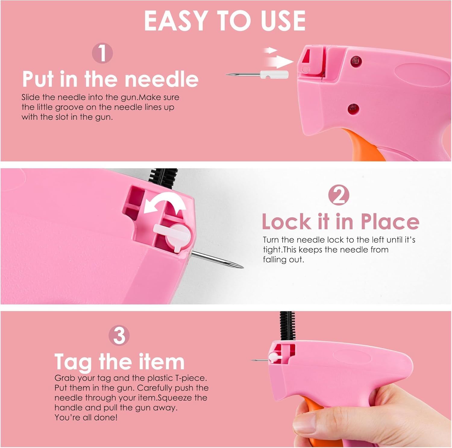 Stitch Gun for Clothes - Handheld Stitch Gun Quick Clothing Fixer - Tagging Gun - Includes 6 Needle, 1000 Black Fasteners & 1000 White Fasteners