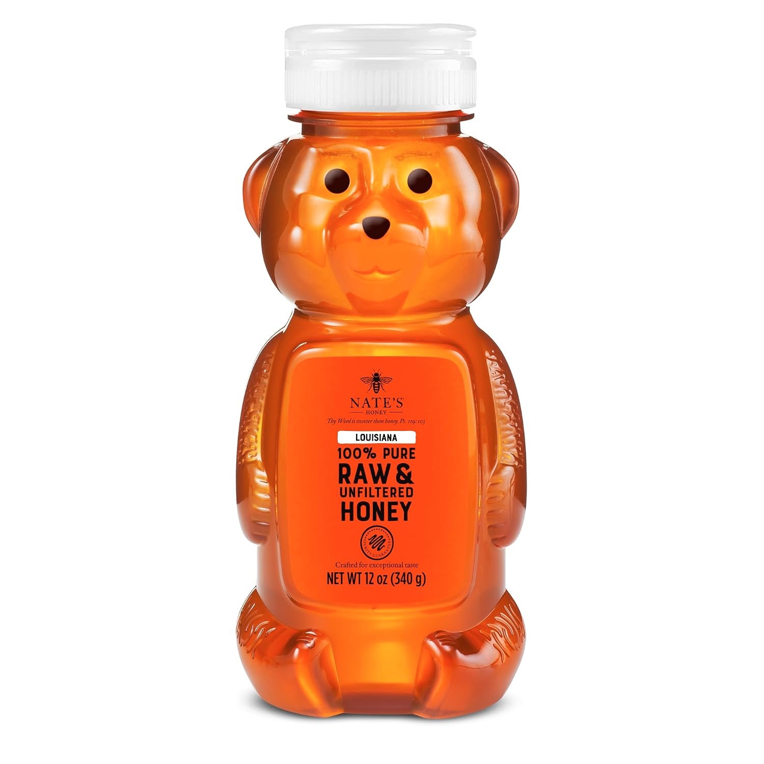 Nate'S Louisiana 100% Pure, Raw & Unfiltered Honey - 12 Oz. Honey Bear Bottle - All-Natural Sweetener