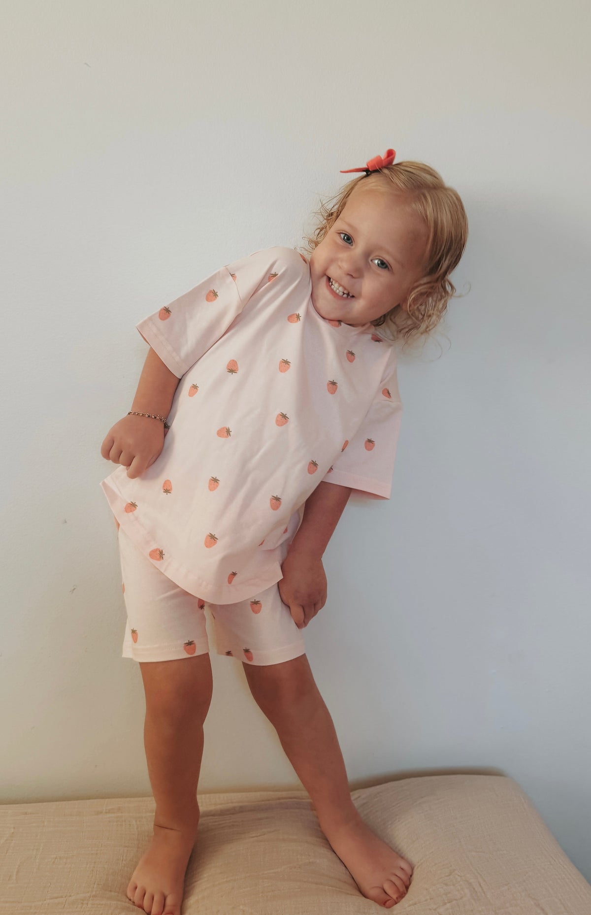 Organic Cotton Strawberry Print Shorts Set