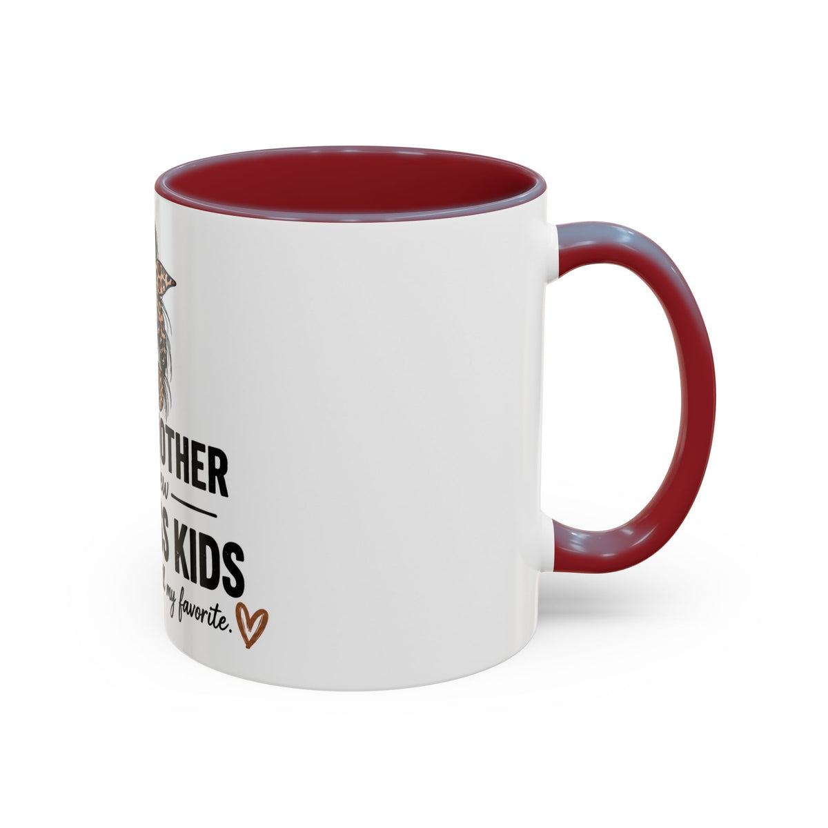 Coffee Mug - "Proud Mother of a Few Dumbass Kids" Leopard Messy Bun Accent Mug (11/15oz)