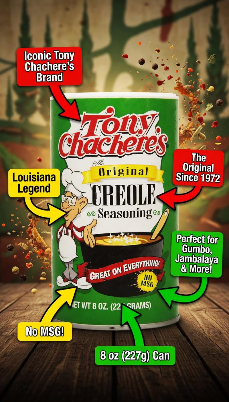 Tony Chachere’S Original Creole Seasoning & Cajun Kick Seasoning Variety Pack, 8 Oz Canisters (2 Pack) – Bold Louisiana Cajun Spice Blend, Great on Meat, Seafood, Veggies & More, No MSG