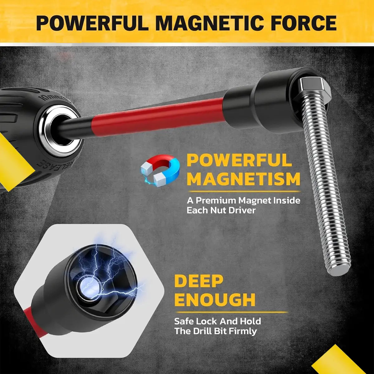 19Pcs Magnetic Nut Driver Set - SAE and Metric Nutdriver Set, Including PH1 and PH2 for Impact Drills - Nutmagnetic Socket Set with Sturdy Tool Case Forprofessional and DIY Projects, Tool Kit Set, Screwdriverset, Tools and Gadgets