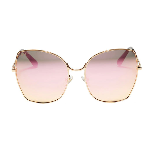 DIFF Lonna Gold Cherry Red Mirror Sunglasses