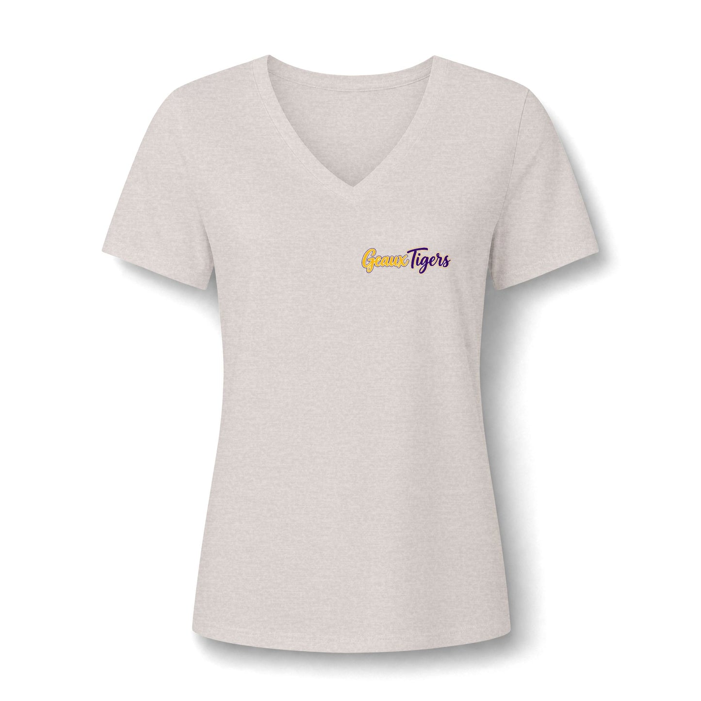 Women's V-Neck Team Tee — 'Geaux Tigers' Script Chest Logo