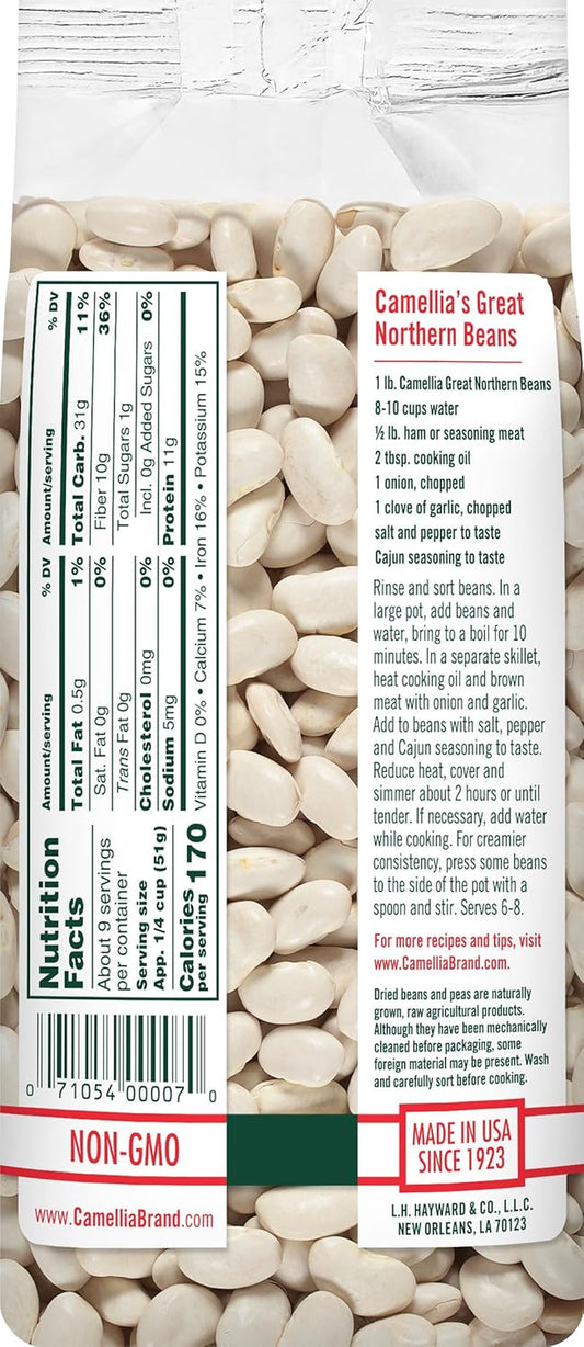 Dried Great Northern Beans – Premium White Beans for Soups, Stews, Casseroles & Side Dishes – Non-Gmo, Gluten-Free, High Protein, Vegan & Vegetarian Friendly, 1 Pound (Pack of 2)