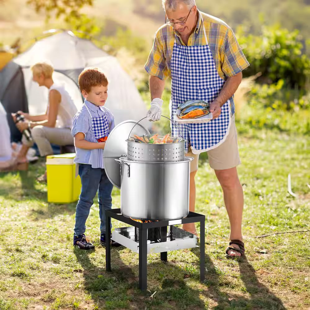 80 Qt. Seafood Boiling Kit with Strainer, Outdoor Seafood Boil Pot and Fryer, Cooking Set for Crab Crawfish Boiling