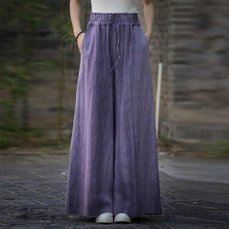 Tie-Dye High Waist Wide Leg Pants With Elastic Waistband