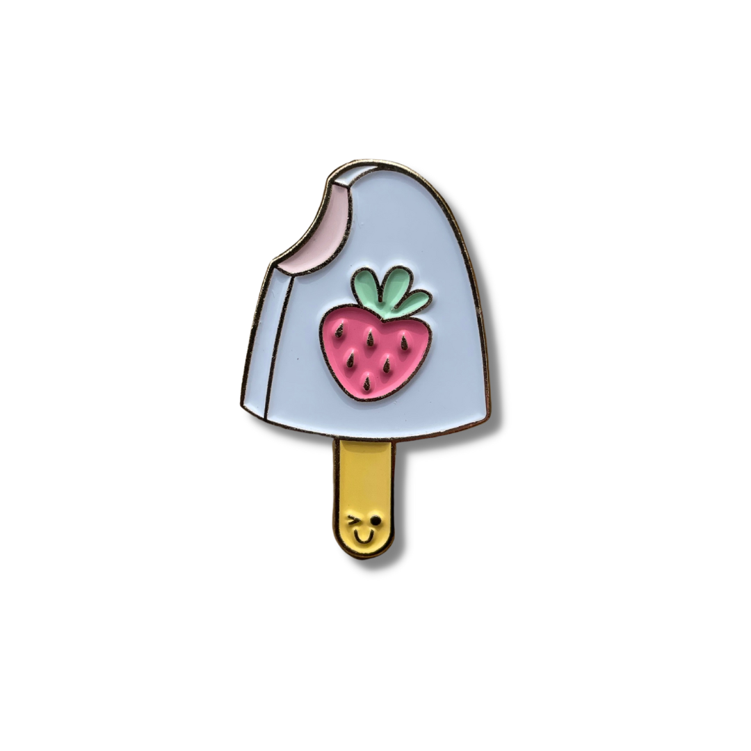 Strawberry Enamel Pin - Cute Ice Cream Lapel Pin Brooch With Gold Or Pink Metal