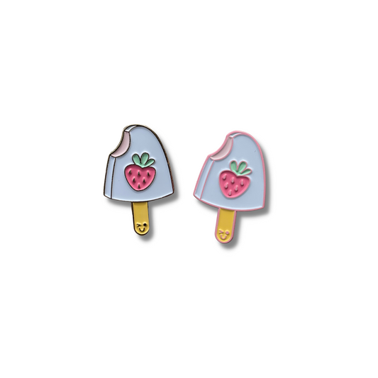 Strawberry Enamel Pin - Cute Ice Cream Lapel Pin Brooch With Gold Or Pink Metal