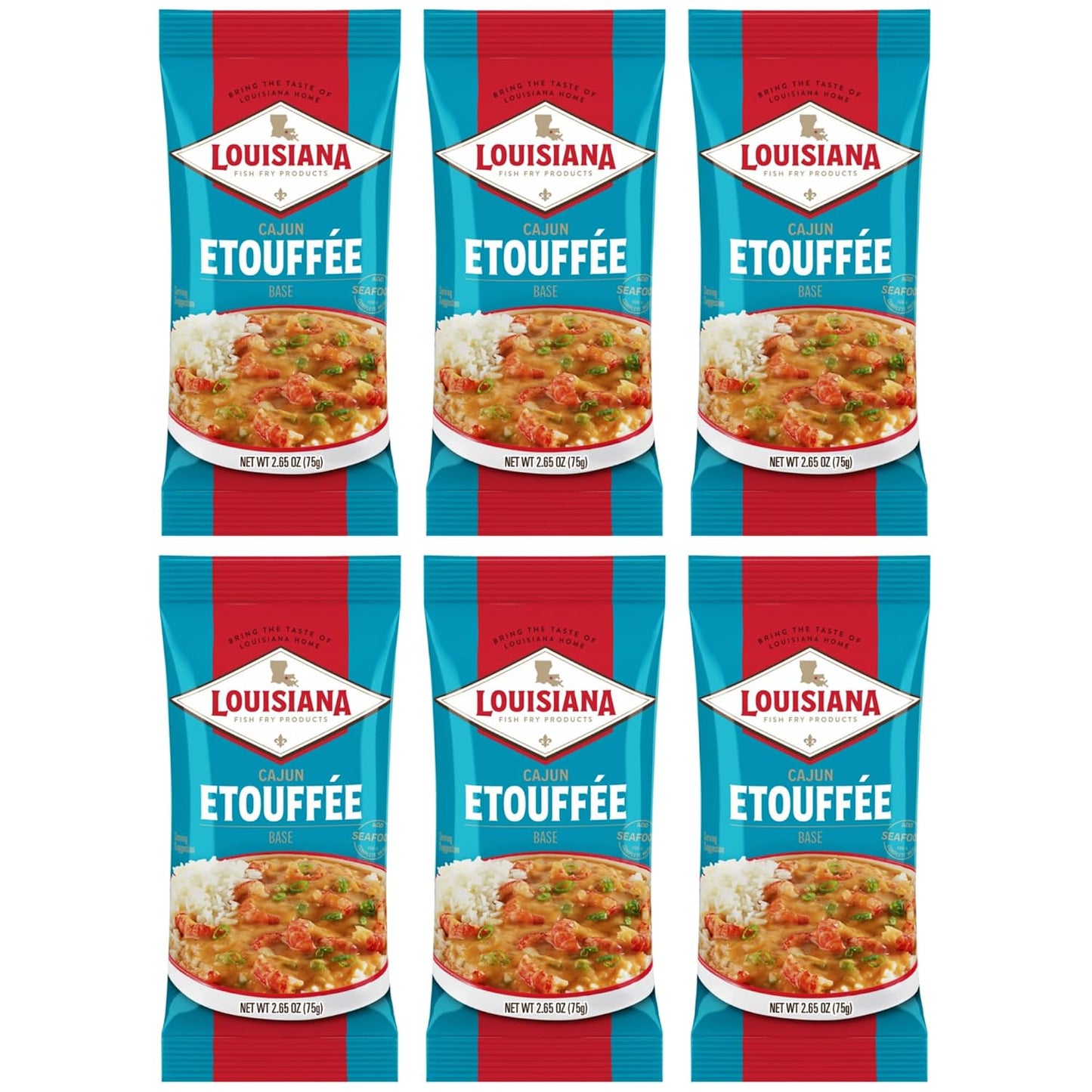 Louisiana Fish Fry Cajun Etouffee Base 2.65 Oz. (Pack of 6) - Authentic Cajun Etouffee Mix with Onions, Bell Peppers, Celery & Spices - Easy to Prepare Delicious Etouffee at Home