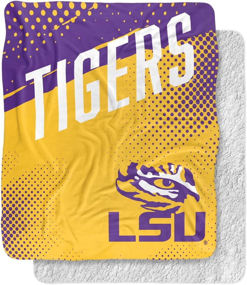 Louisiana State University Fan Zone Silky Touch Sherpa Back Super Soft Throw Blanket 50"X60"