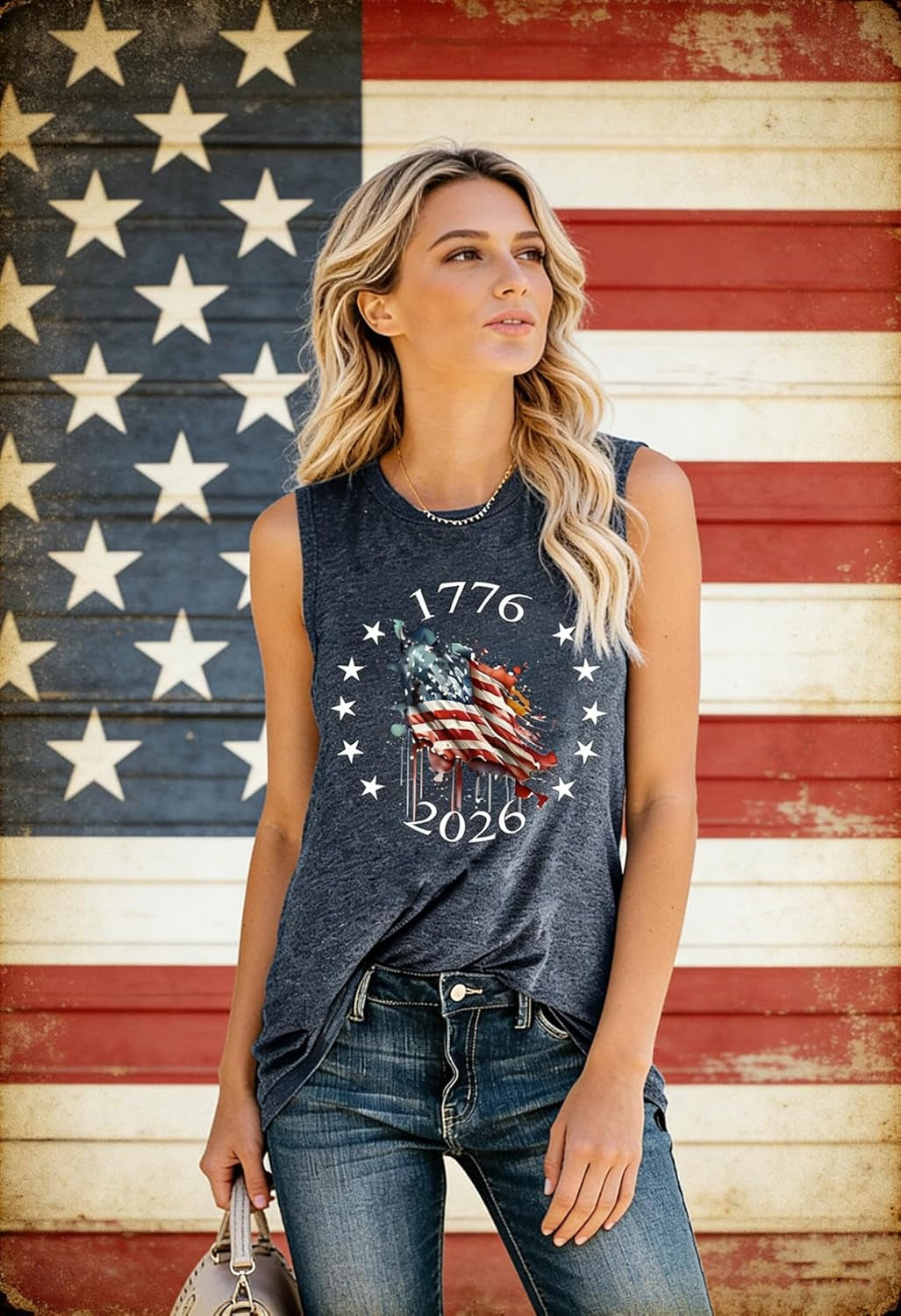 American Flag Tank Tops Women 4Th of July Patriotic Outfits