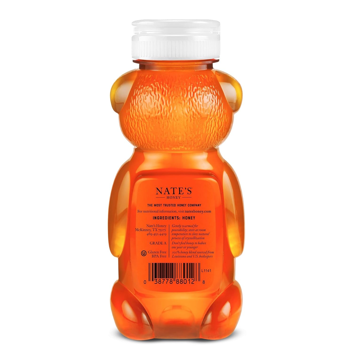 Nate'S Louisiana 100% Pure, Raw & Unfiltered Honey - 12 Oz. Honey Bear Bottle - All-Natural Sweetener