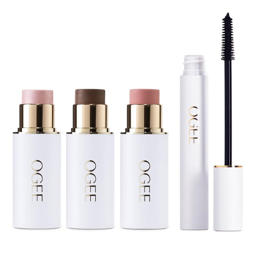 Volumizing Mascara & Radiant Face Stick Trio Virtual Bundle - Organic Mascara with Contour Makeup Collection