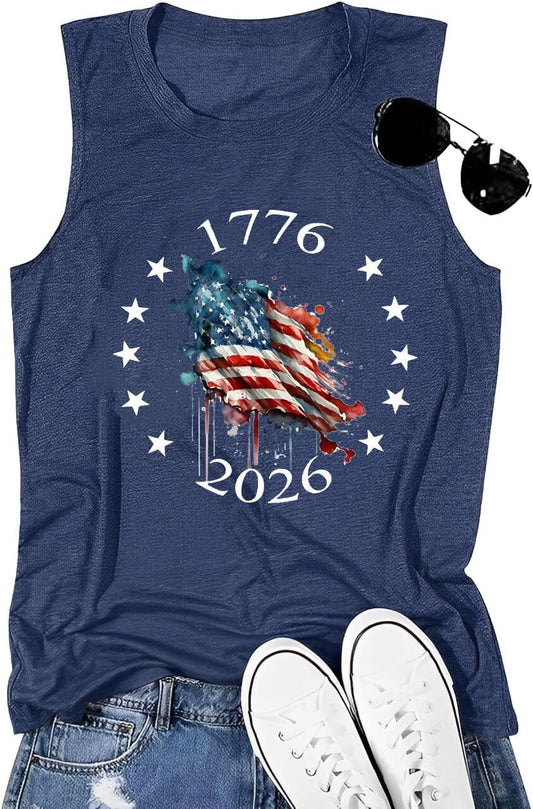 American Flag Tank Tops Women 4Th of July Patriotic Outfits