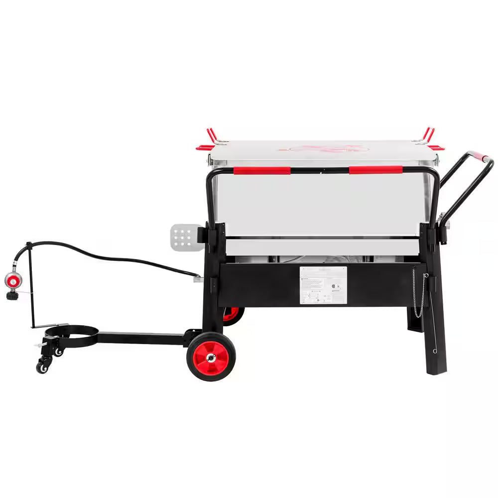 150 Qt. Double Sack Crawfish Boiler Outdoor Stove Propane Gas Grill Cooker in Black