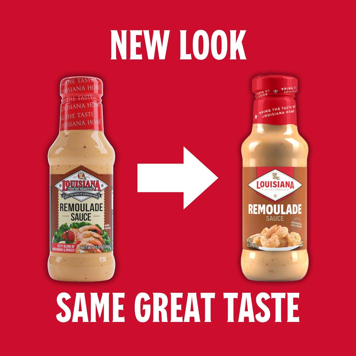 Remoulade Sauce - 10.5 Oz Bottle, Authentic Louisiana Creole Dressing with Horseradish Spices for Shrimp Crab Cakes Salads, Creamy Tangy Flavor, Perfect for Seafood Dips by Louisiana Fish Fry