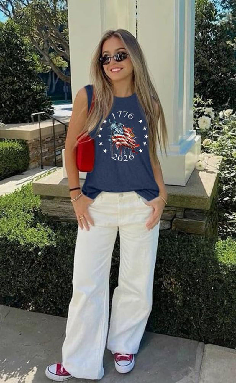 American Flag Tank Tops Women 4Th of July Patriotic Outfits
