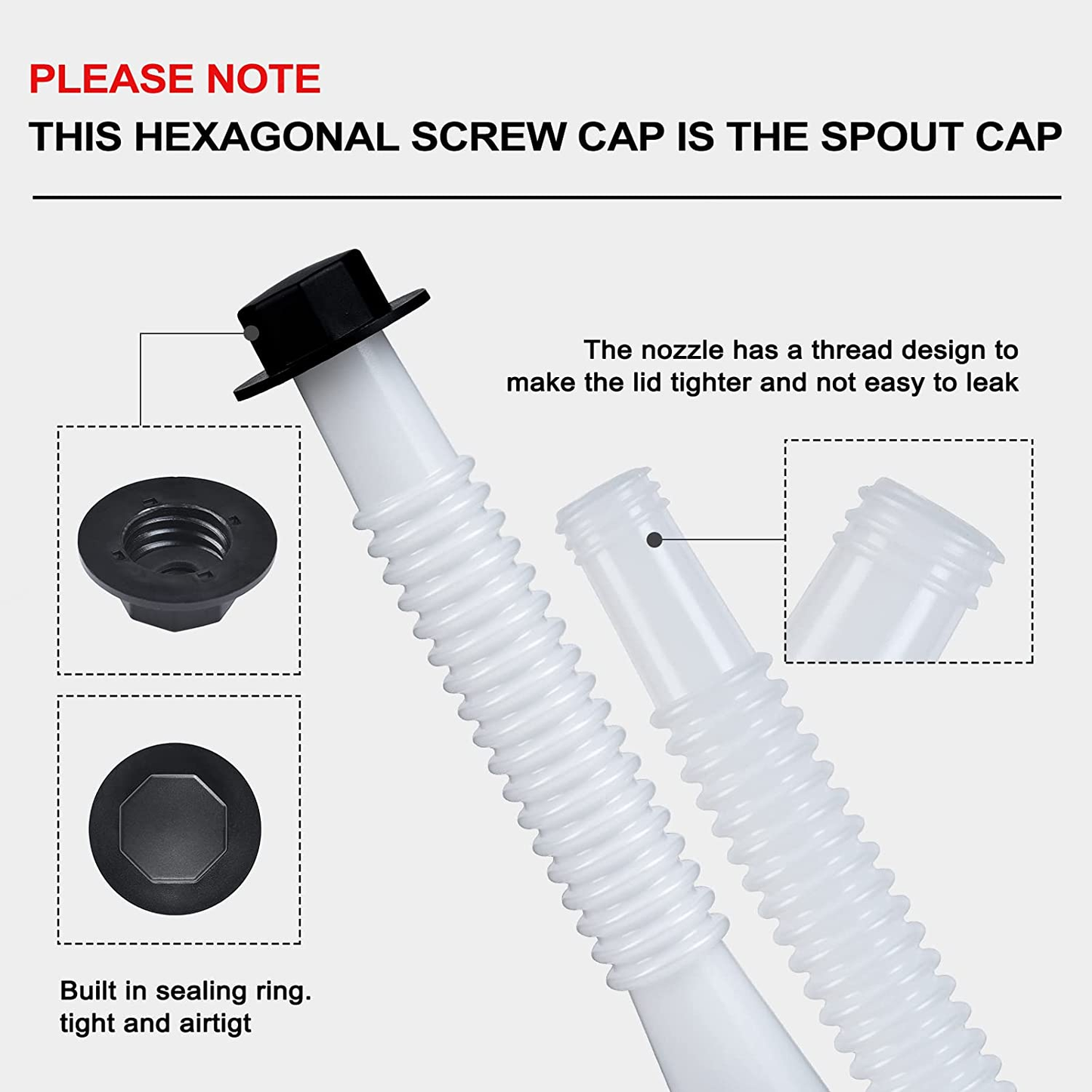 Gas Can Spout Replacement, Replacement Gas Can Spout. Gas Can Nozzle (2 Kit-Whit